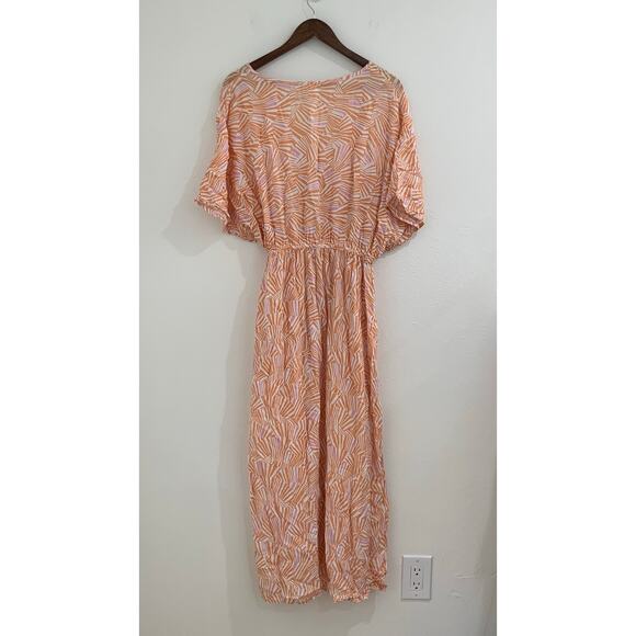 World Market Maxi Dress sz Large / XL Lightweight Kaftan Kimono Beachy Geometric - Picture 3 of 10